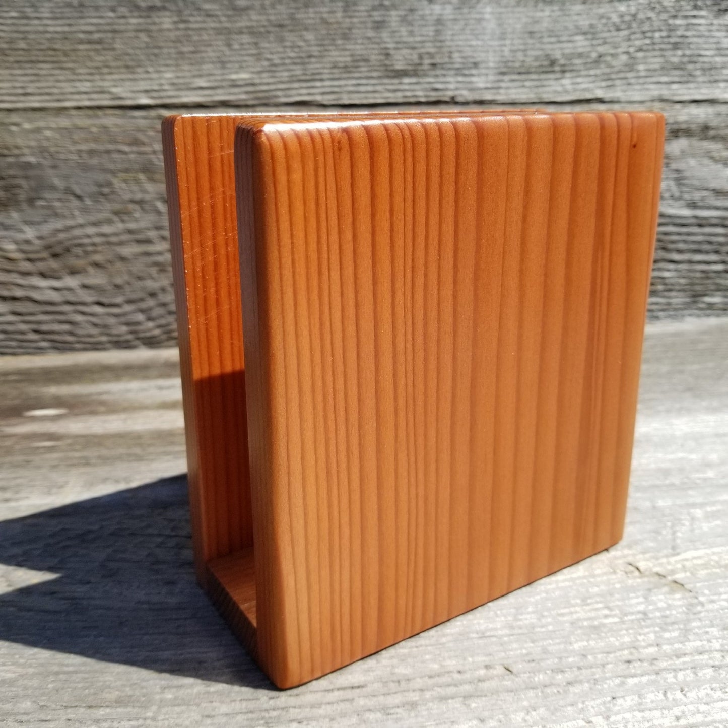 Wood Napkin Holder Desk Organizer Mail Holder Handmade California Redwood Wedding Gift Housewarming Gift Cabin Decor