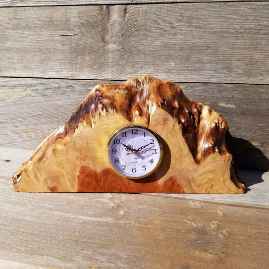 Redwood Wood Clock Redwood Burl Clock Table Shelf Mantle Desk Office #562 2 Tone Sitting Wood Red Wood 5th Anniversary