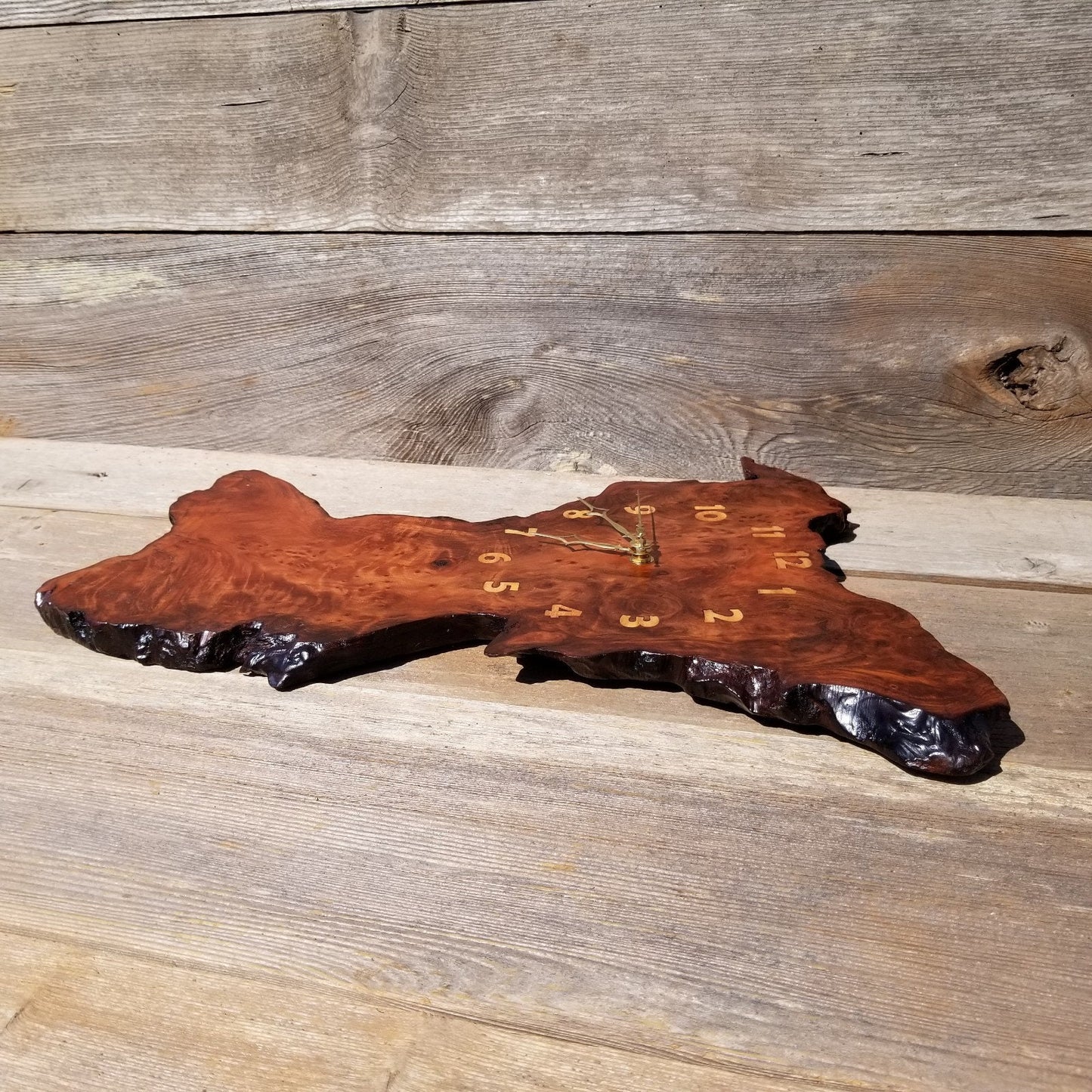 Wood Clock Wall Hanging Redwood Handmade Burl #424 Redwood Burl Wall Clock Small Father Dad Gift Mother Mom Gift