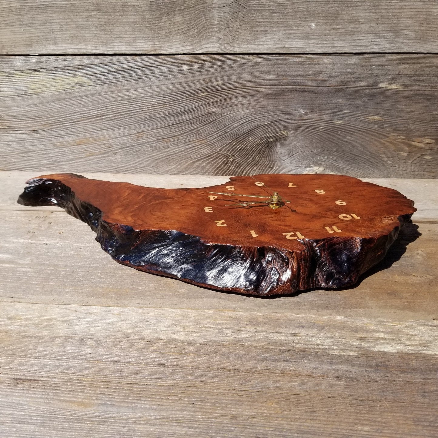 Wood Clock Wall Hanging Redwood Handmade Burl #425 Housewarming Gift Realtor Gift Redwood Burl Wall Clock Small