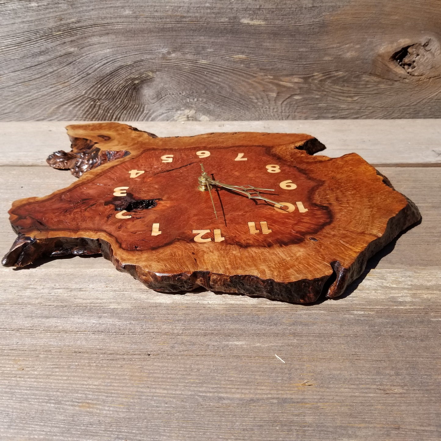 Wood Wall Clock Redwood Clock Handmade Wall Hanging Rustic Wedding Gift Burl Live Edge #355 Anniversary Mini 2 Tone