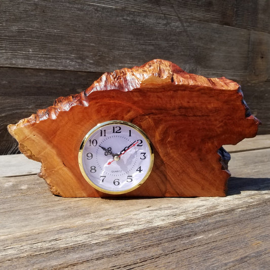 Wood Clock For the Desk or Mantle Handmade California Redwood Burl Table Shelf Birthday Gift Wedding Gift Engagement Gift #198