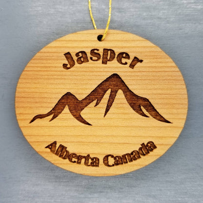 Jasper Alberta Ornament Handmade Wood Ornament Alberta Canada Souvenir Mountain Marmot Basin