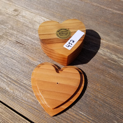 Handmade Wood Box with Redwood Heart Ring Box California Redwood #452 Christmas Gift Anniversary Gift Ideas