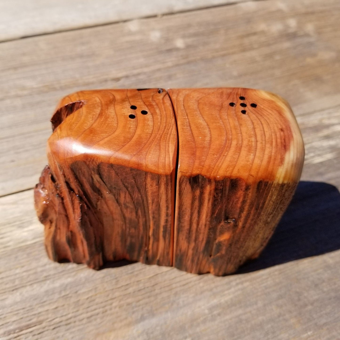 Wood Salt and Pepper Shakers Rustic California Redwood Set Handmade #382 Manly Gift Engagement Gift Housewarming Gift Lodge Style