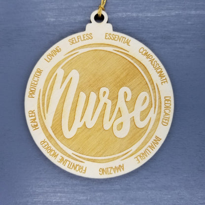 Nurse Christmas Ornament - Character Traits - Handmade Wood Ornament -  Gift for Nurses - Nurse Gift - Essential Selfless Compassionate 3.5"