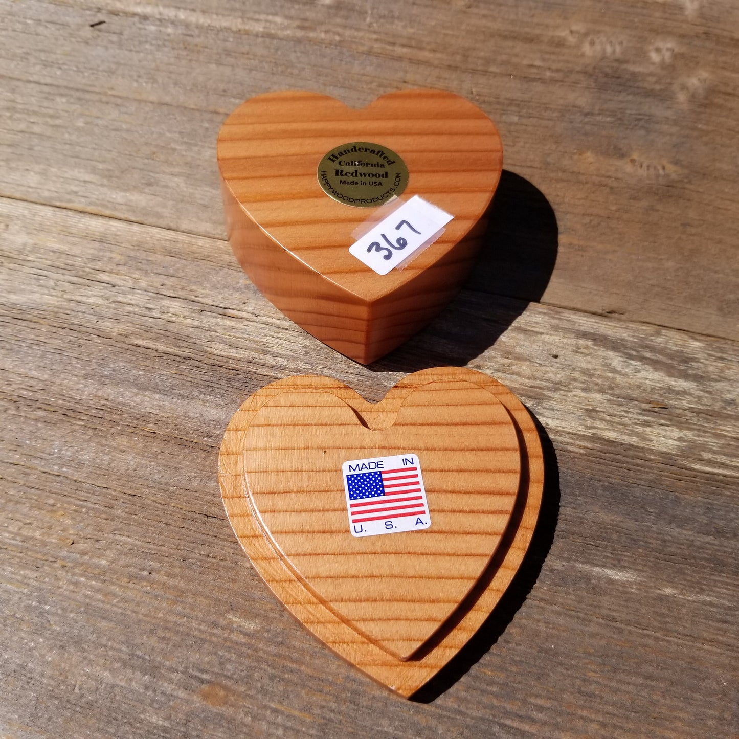 Handmade Wood Box with Redwood Heart Ring Box California Redwood #367 Christmas Gift Anniversary Gift Ideas