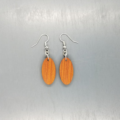 Redwood Earrings - Oval Wood Earrings - California Redwood Dangle Earrings - CA Souvenir Keepsake - Wood Gift Women Surfboard Look