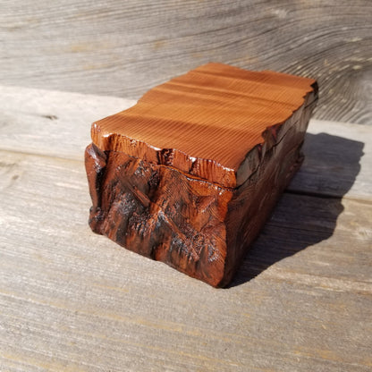 Redwood Jewelry Box Curly Wood Engraved Rustic Handmade California #448 Memento Box Dad Gift Trinkets Memories Stash Mens Valet