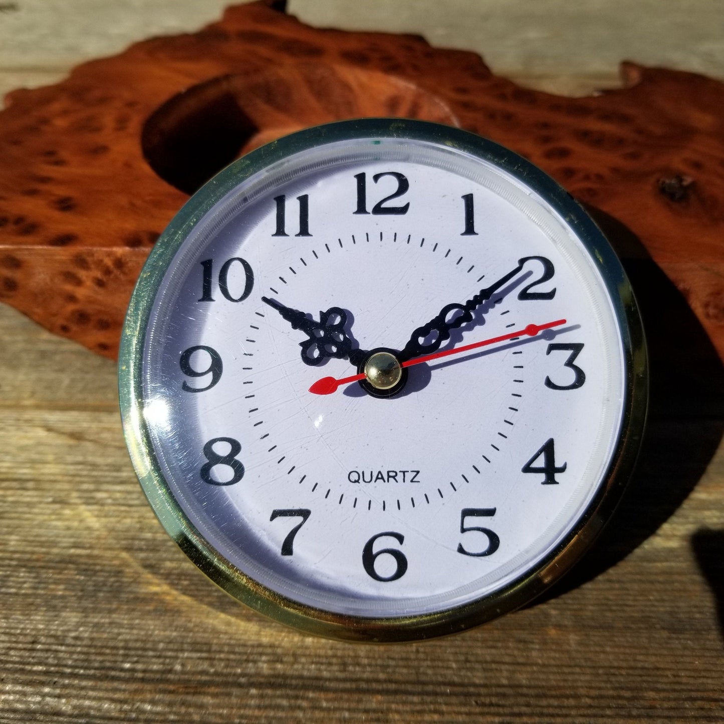 Redwood Burl Wood Clock Mantle Desk Office Gifts for Men Sitting Wood Birdseye Table Shelf #215 Mother's Day Gift