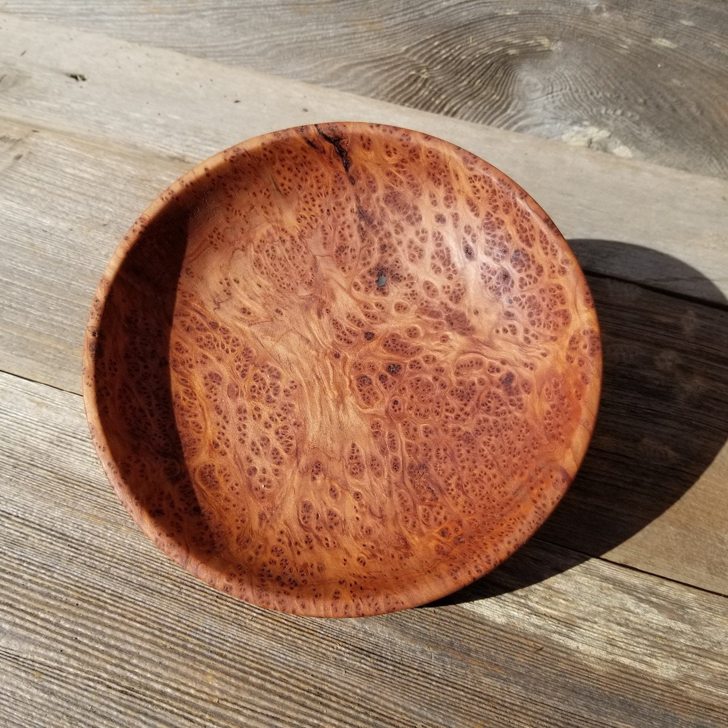 Handmade Wood Bowl Redwood Bowl Deep Plate 7.5 Inch California USA #441 Hand Turned Shallow Bowl Redwood Burl