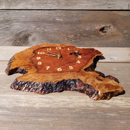 Wood Wall Clock Redwood Clock Handmade Wall Hanging Rustic Wedding Gift Burl Live Edge #355 Anniversary Mini 2 Tone