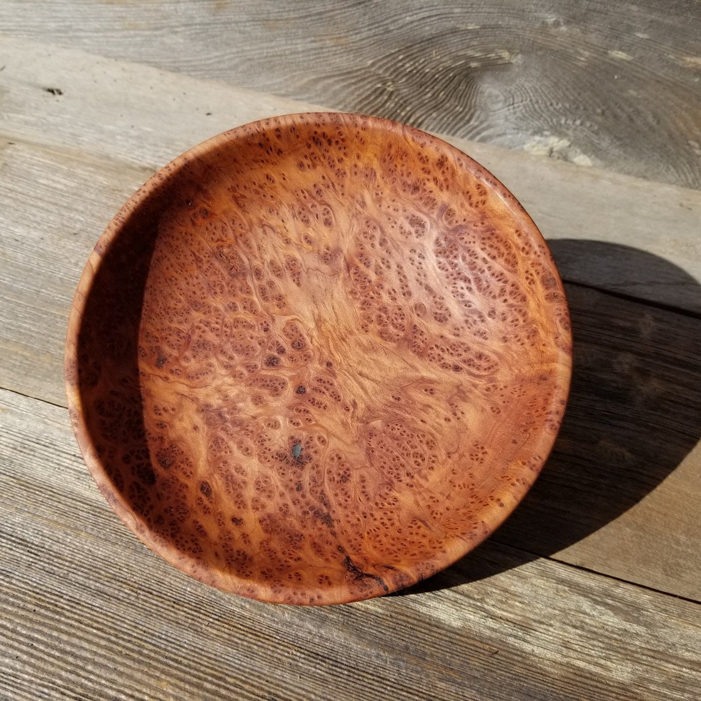 Handmade Wood Bowl Redwood Bowl Deep Plate 7.5 Inch California USA #441 Hand Turned Shallow Bowl Redwood Burl