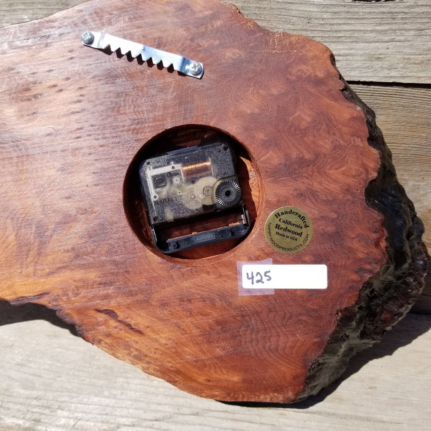 Wood Clock Wall Hanging Redwood Handmade Burl #425 Housewarming Gift Realtor Gift Redwood Burl Wall Clock Small