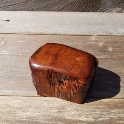 Wood Ring Box Redwood Rustic Handmade California Storage Live Edge Mini #519 Birthday Gift Christmas Gift Mother's Day Gift