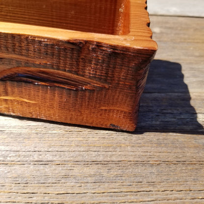 Handmade Wood Box with Redwood Tree Engraved Rustic Handmade Curly Wood #507 California Redwood Jewelry Box Storage Box