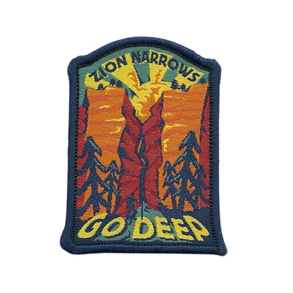 Utah Patch – UT Zion National Park - Zion Narrows Go Deep Travel Patch Iron On – Souvenir Patch – Applique – Travel Gift 2.5" Rock Canyon