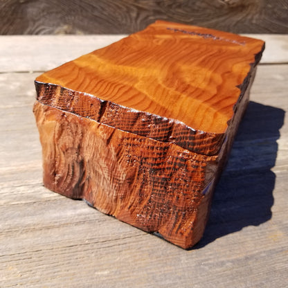 Wood Jewelry Box Redwood Tree Engraved Rustic Handmade Curly Wood #372 Mens Valet Christmas Gift 5th Anniversary