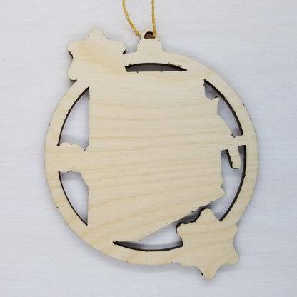 Arizona Ornament - State Shape with Snowflakes Cutout AZ- Handmade Wood Ornament Made in USA Christmas Decor