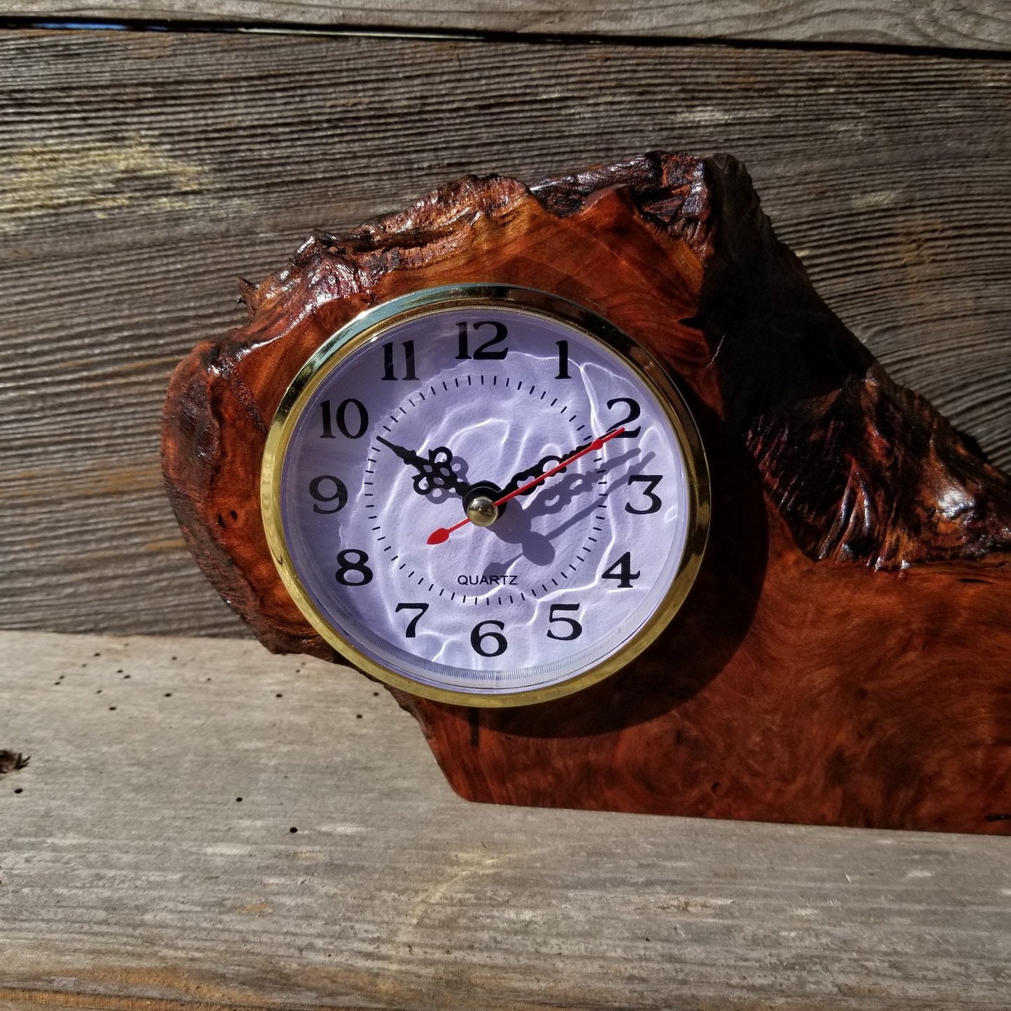 Redwood Burl Wood Clock Mantle Desk #570 Office Gifts for Men Sitting Table Shelf Mother's Day Father's Day Christmas One of a Kind Gift