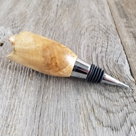 Wine Stopper Rustic Wood Gift for Her Maple Live Edge Top Handmade #303 Made in USA