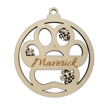 Personalized Paw Christmas Ornament Handmade Wood Ornament Made in USA Pet Ornament Cat Lover Dog Lovers Pet Gift New Pet First Christmas