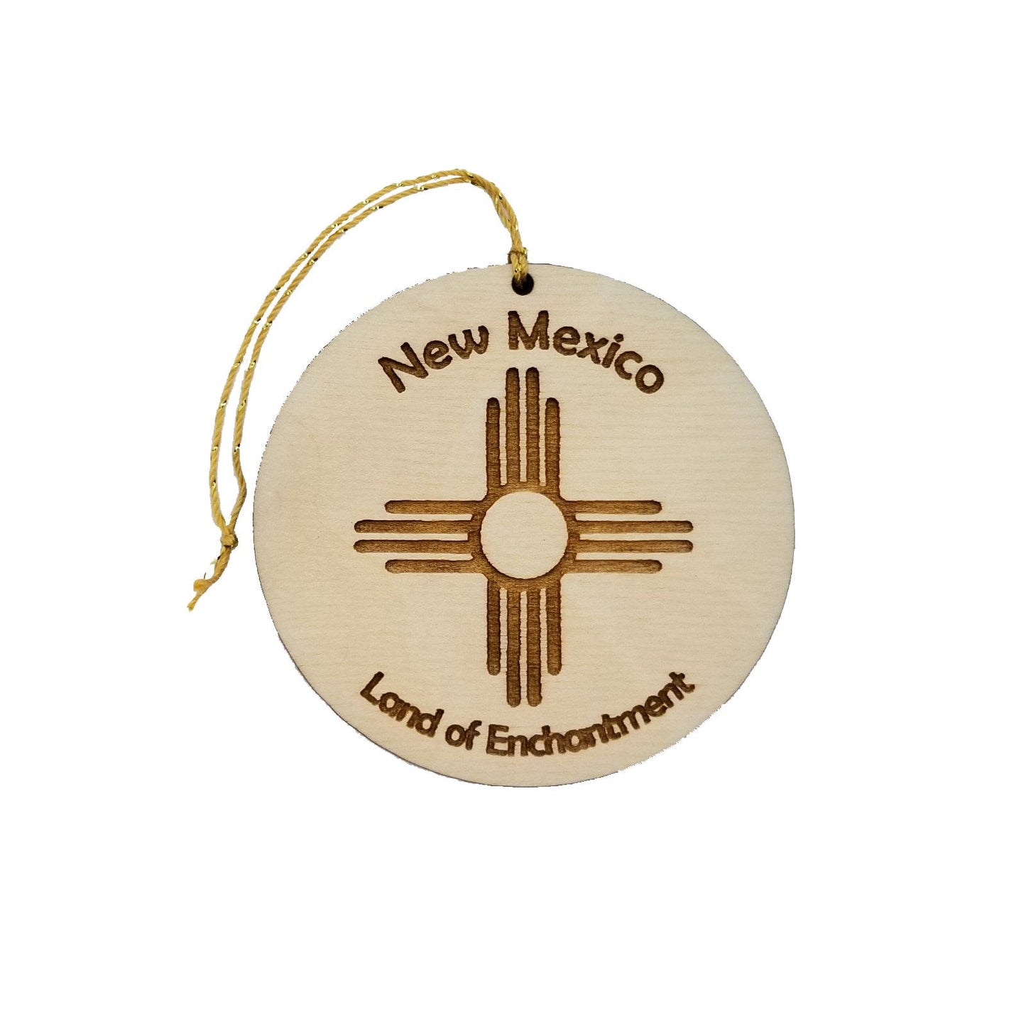 New Mexico Flag Wood Christmas Ornament Land of Enchantment Laser Cut Handmade Made in USA Travel Gift Souvenir Memento