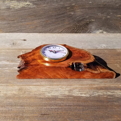 Redwood Wood Clock Redwood Burl Clock Table Shelf Mantle Desk Office #561 Sitting Wood Red Wood Anniversary Gift