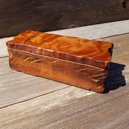 Redwood Jewelry Box Curly Wood Engraved Rustic Handmade California #500 Memento Box, Mom Gift, Anniversary Gift