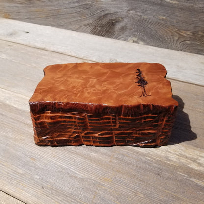 Redwood Jewelry Box Curly Wood Engraved Rustic Handmade California #462 Memento Box Gift for Men Gift for Women Anniversary Gift