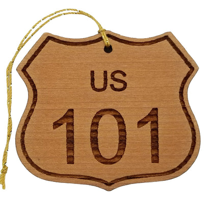 US HWY 101 Christmas Ornament Highway Road Sign Handmade Wood Ornament Made in USA Travel Souvenir