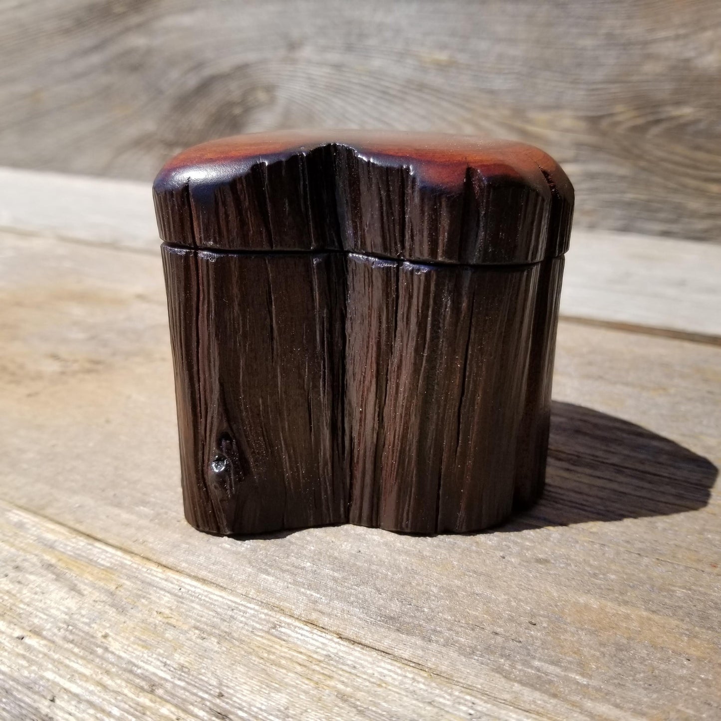 Handmade Wood Box with Redwood Rustic Handmade Ring Box California Redwood #165 Christmas Gift Anniversary Gift Ideas