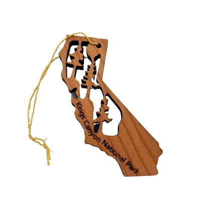 Kings Canyon National Park California State Shape Souvenir Christmas Ornament California Redwood Laser Cut Handmade Wood Ornament Made USA