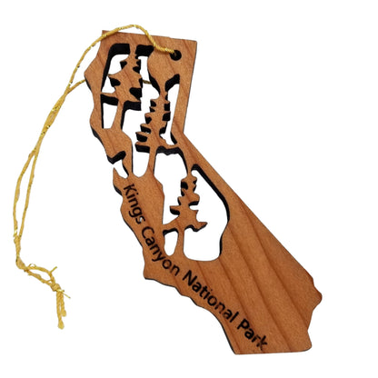 Kings Canyon National Park California State Shape Souvenir Christmas Ornament California Redwood Laser Cut Handmade Wood Ornament Made USA