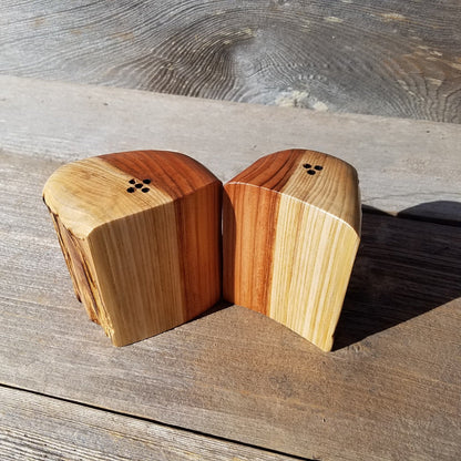 Redwood Salt and Pepper Shakers Set Souvenir California 2 Tone Handmade Rustic Unique Shape Handcrafted Wood Shakers Set #328