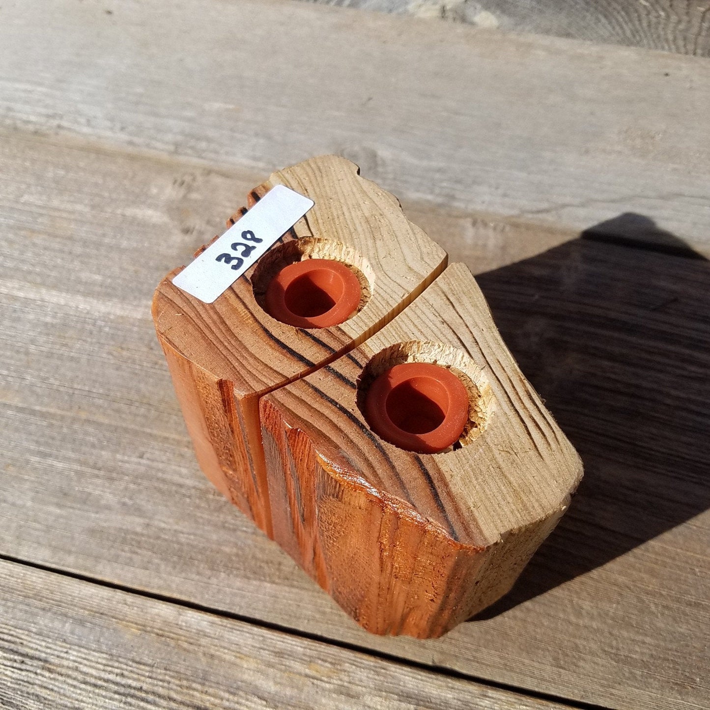 Redwood Salt and Pepper Shakers Set Souvenir California 2 Tone Handmade Rustic Unique Shape Handcrafted Wood Shakers Set #328