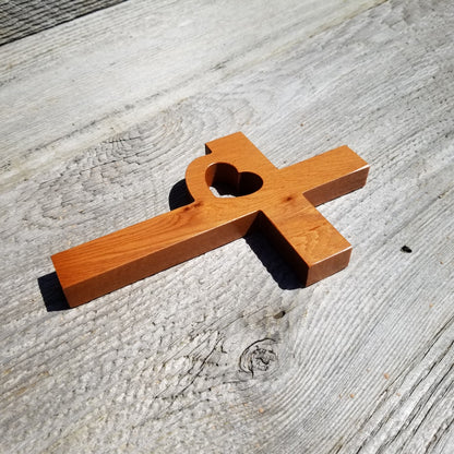 Wood Wall Cross - Wooden Cross - Wall Cross - Heart Cross 7 Inch