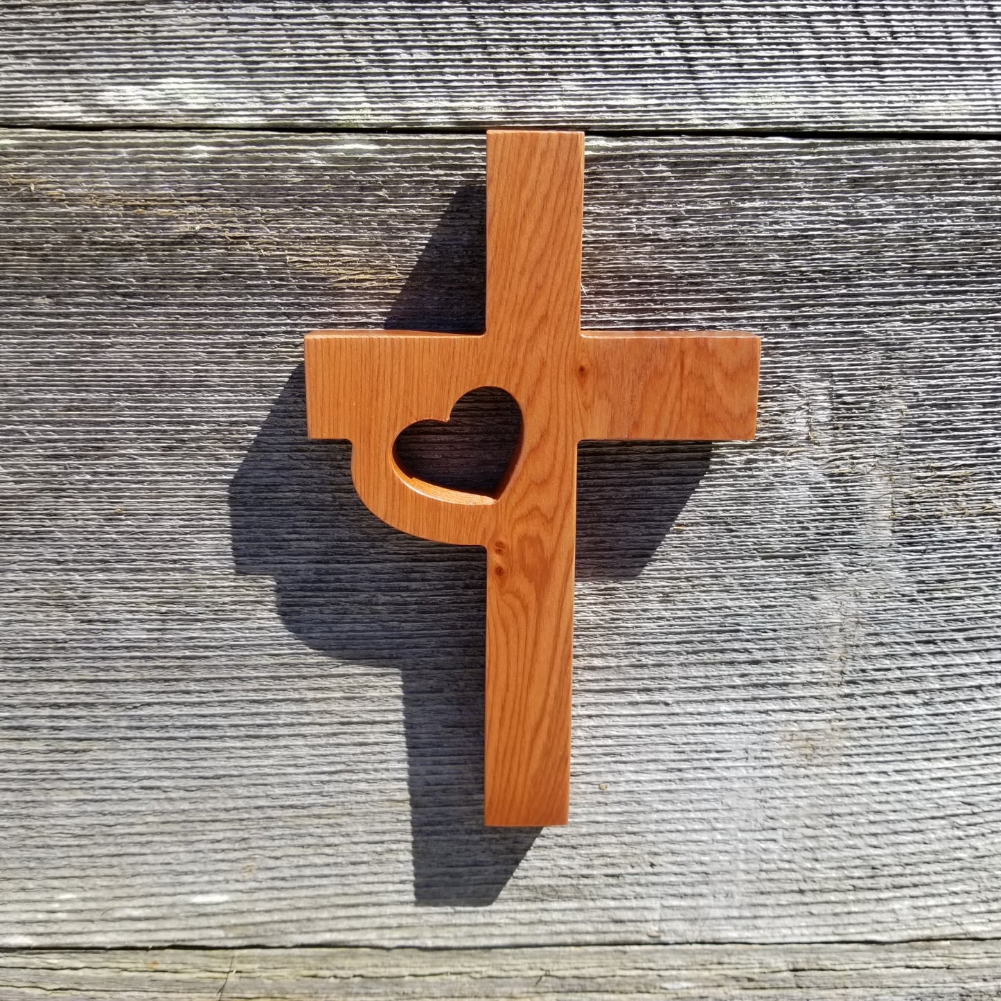 Wood Wall Cross - Wooden Cross - Wall Cross - Heart Cross 7 Inch