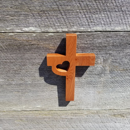 Wood Wall Cross - Wooden Cross - Wall Cross - Heart Cross 7 Inch