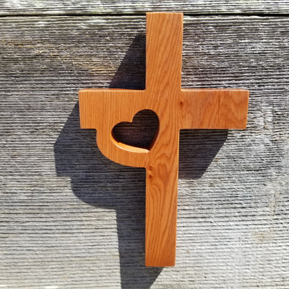 Wood Wall Cross - Wooden Cross - Wall Cross - Heart Cross 7 Inch