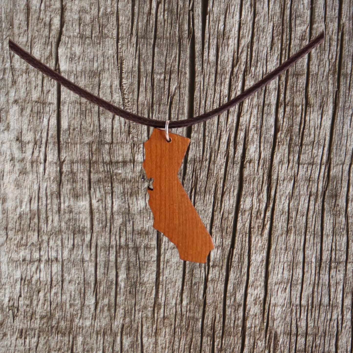 California State Necklace - Wood Necklace - California Redwood - N-1 N1