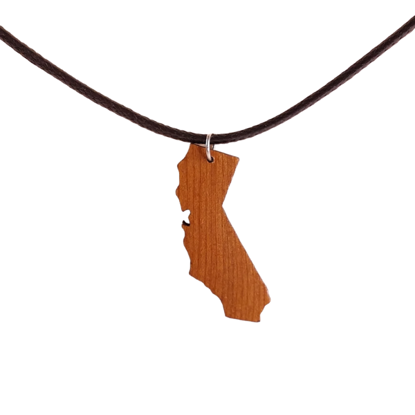 California State Necklace - Wood Necklace - California Redwood - N-1 N1