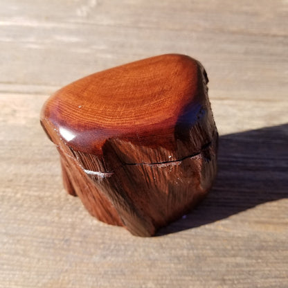 Wood Ring Box Redwood Rustic Handmade California Storage Live Edge Mini #318 Birthday Gift Christmas Gift Mother's Day Gift