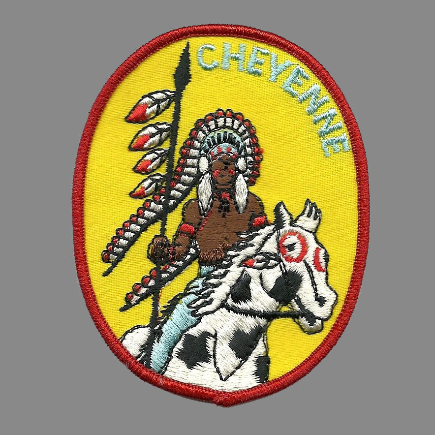 Vintage Cheyenne Patch - Native American Indian Warrior Iron on Souvenir