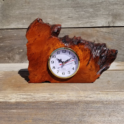 Wood Shelf Clock California Redwood Burl Table Mantle Den #131