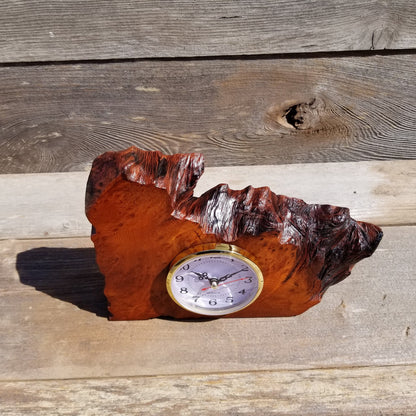 Wood Shelf Clock California Redwood Burl Table Mantle Den #131