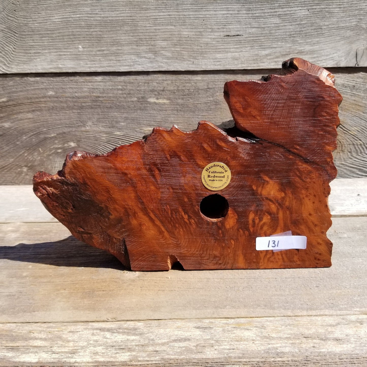 Wood Shelf Clock California Redwood Burl Table Mantle Den #131