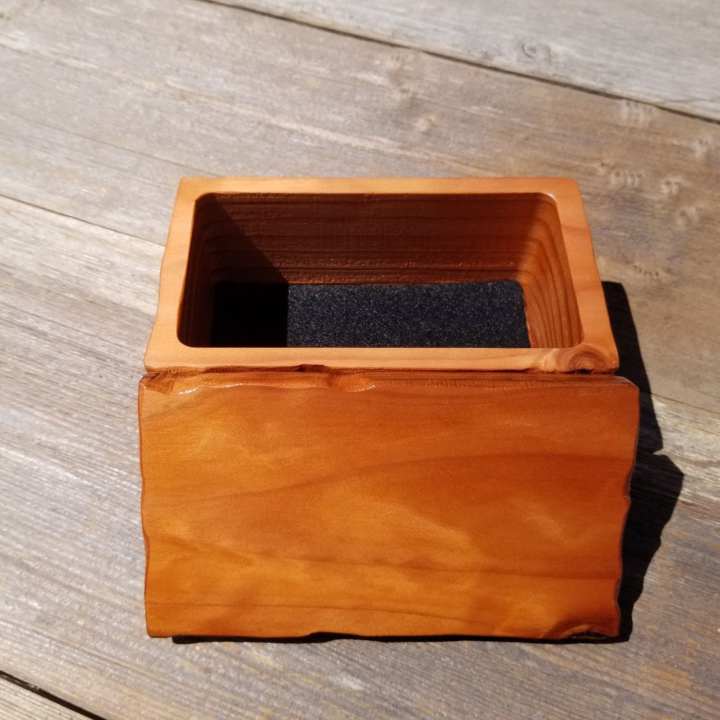 Redwood Jewelry Box Curly Wood Engraved Rustic Handmade California #471 Memento Box Dad Gift Trinkets Memories Stash Mens Valet