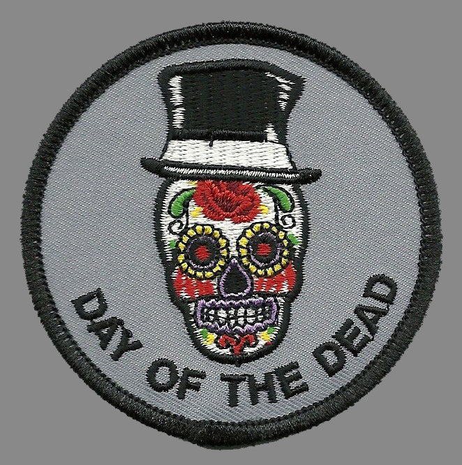 Day of the Dead Patch - Iron On Candy Sugar Skull Tophat Souvenir