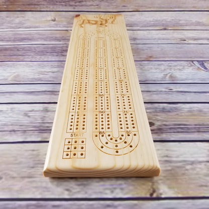 Deer Buck Wood Cribbage Board Handmade 3 Player #274